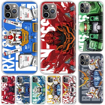 Gundam Robotu Anime Vāciņš iPhone 14 11 13 Pro 12 Mini Apple Telefonu Gadījumā X XR XS Max Plus 7 6 8 6S SE 2020 5 5S Art Print Coque