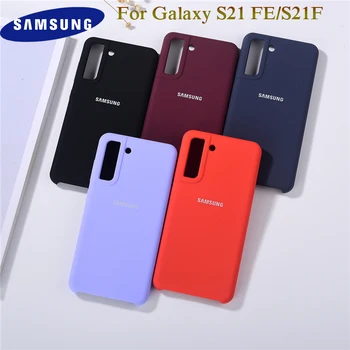 Samsung Silikona Vāku Soft Šķidro Silikonu Biroja tīrtoņa Krāsu Stila Lieta Pilnībā Aizsargātu Tālruņa Korpusa Galaxy S21FE S21F & Logo