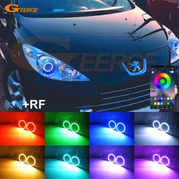 Par Peugeot 307 T6 2005 2006 2007 2008 2009 BT App RF Tālvadības pults, Multi Krāsu Ultra Spilgtas RGB LED Angel Eyes Komplektu Halo Gredzeni