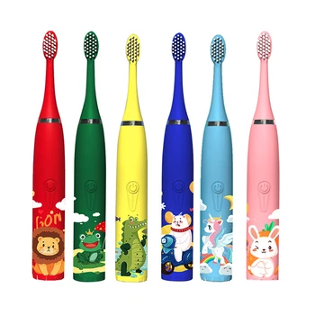Sonic Bērnu Elektriskā zobu Suka Bērniem no 3 Līdz 15 Gadiem, Tīrīšana, Kopšana Mutes Baktērijas 6 Nomaiņa Suka Galvas USB Uzlāde